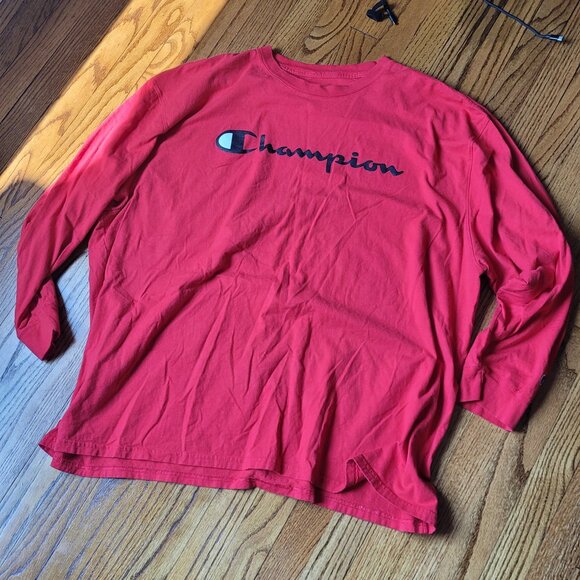 Champion Men's Red Long Sleeve Tee - Classic Logo‎ Size 4XB - Picture 2 of 6